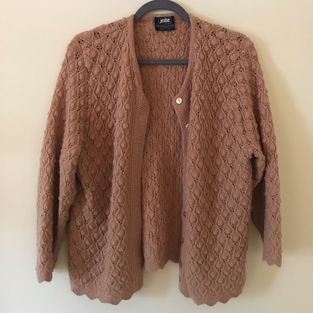 Vintage Jolie Tan Patterned Cardigan